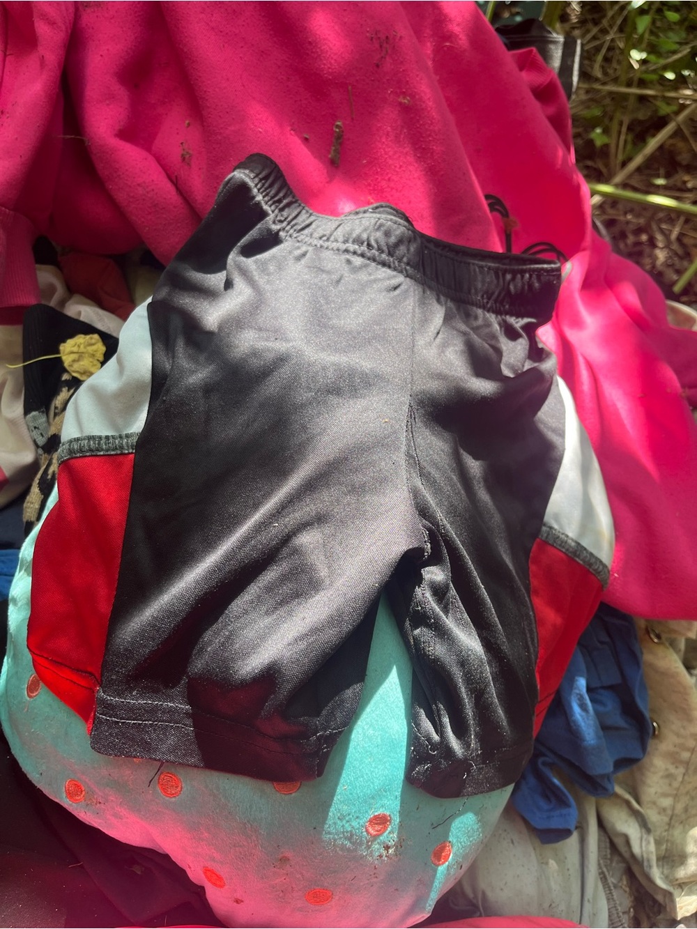 Kids Black Athletic Shorts with Red & White Panels